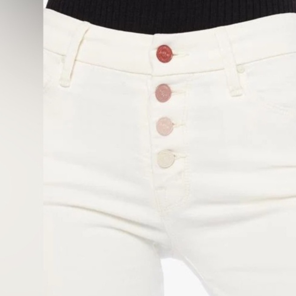 MOTHER Pixie Rainbow Button Jeans in White Size 26 - Picture 2 of 9